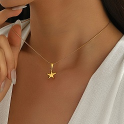 Золотой 304 Подвеска в виде звезды из нержавеющей стали, круглая цепочка-змейка для женщин, золотые, 16.10 дюйм (40.9 см)