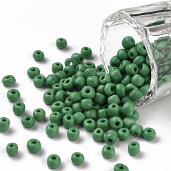 Pale Green Glass Seed Beads, Opaque Colours Seed, Small Craft Beads for DIY Jewelry Making, Round, Pale Green, 4mm, Hole:1.5mm, about 4500pcs/pound
