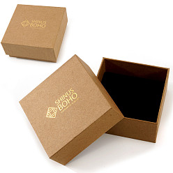 Светло-коричневый Картонные коробки для упаковки ювелирных изделий, квадратный, с губчатым ковриком, загар