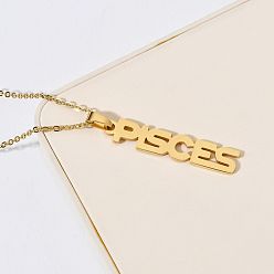 Рыбы 304 ожерелья из нержавеющей стали с подвесками в виде созвездий, реальный 18 k позолоченный, Рыбы, 17.72 дюйм (45 см)