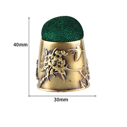 Antique Bronze Retro Flower Zine Alloy Needle Pins Wrist Velvet Cushions, for Sewing Quilting Accessories, Green, Antique Bronze, 40x30mm
