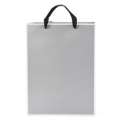 Серебро Прямоугольные бумажные пакеты, с ручками, для подарочных пакетов и сумок, серебряные, 35x26x0.6 см