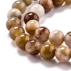 Natural Agate Natural Petrified Wood Agate Beads Strands, Round, 6.5mm, Hole: 1mm, about 63pcs/strand, 15.55 inch(39.5cm)