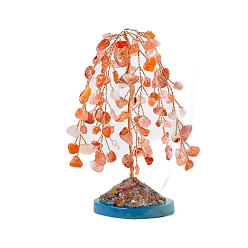 Red Agate Натуральные красные агатовые чипсы дерево жизни украшения, Медная проволока, энергетический камень фэн-шуй, подарок для женщин и мужчин, медитация, 40~45x100~110 мм