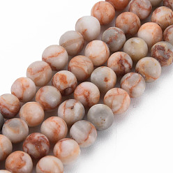 Netstone Natural Red Netstone Bead Strands, Round, 6~6.5mm, Hole: 1mm, about 62~63pcs/strand, 15.24 inch~15.55 inch(38.7~39.5cm)
