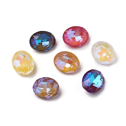 (52) Непрозрачная лаванда Стеклянные стразы кабошоны, флуоресцентный стиль мокко, назад назад, граненые, овальные, разноцветные, 10x8x4.5 мм