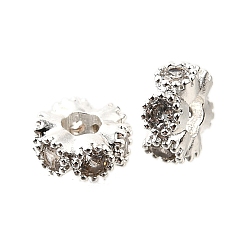 Серебро Плоский круглый латунь микро проложить кубический цирконий spacer бисер, стойки покрытие, долговечный, серебряные, 6x3 мм, отверстие : 2 мм