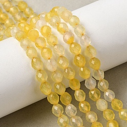 Желтый Агат Окрашенные и нагретые нити из натурального желтого агата, граненые, рис, 6~6.5x5~6 мм, отверстие : 1.2 мм, около 58~62 шт / нитка, 14.57''~14.76'' (37~37.5 см)