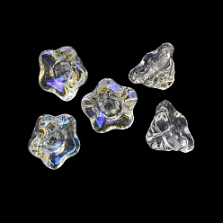 Прозрачный Гальванизируйте прозрачные стеклянные бусины, петуния, прозрачные, 9x9x6 мм, отверстие : 1.4 мм