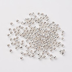 Argent Fer perles d'entretoise, ronde, argenterie, 3x3mm, Trou: 1.2mm, environ20000 pcs / 1000 g
