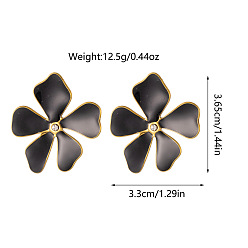 Цветок 304 серьги из нержавеющей стали эмаль, золотые, цветок, 33x36.5 мм