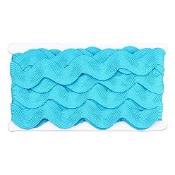 Небесно-голубой Полиэфирные ленты, форма волны, голубой, 38~40 мм, 10 двор / карта