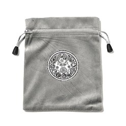 Flower Tarot Card Storage Bag, Velvet Tarot Drawstring Bags, for Witchcraft Wiccan Altar Supplies, Rectangle, Flower Pattern, 180x140mm