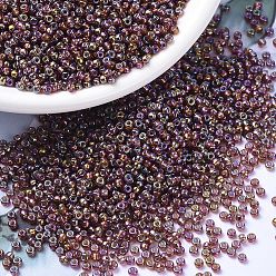(RR1005) Silverlined Dark Topaz AB MIYUKI Round Rocailles Beads, Japanese Seed Beads, 11/0, (RR1005) Silverlined Dark Topaz AB, 2x1.3mm, Hole: 0.8mm, about 50000pcs/pound