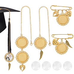 Золотой Наборы для самостоятельного изготовления латунной шапочки для выпускников, фотоподвески и брошей из нержавеющей стали, с подвесками из сплава и стеклянными кабошонами, золотые, 60~325 мм