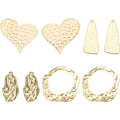 Real 18K Gold Plated 20Pcs 4 Style Brass Pendants, Mixed Shape, Real 18K Gold Plated, 24.5~27x10.5~30x1~2mm, Hole: 1~2.5mm