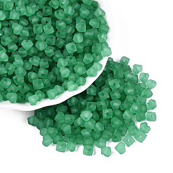 Vert Mer Moyen Perles de rocaille en verre transparent dépoli fgb, cœur, trou rond, teint et cœur, vert de mer moyen, 4.5~5x6~6.5x5.5~6mm, Trou: 1.2~1.4mm, environ 3460 pcs / livre