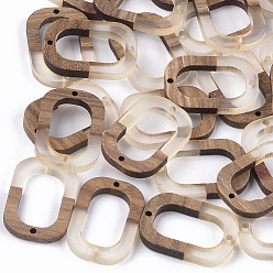 WhiteSmoke Resin & Walnut Wood Links connectors, Oval, WhiteSmoke, 28x19.5x4mm, Hole: 1.8mm