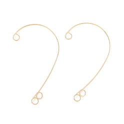 Golden 316 Stainless Steel Ear Cuff Findings Ion Plating(IP), Non Piercing Earring Findings with 3 Loop, Golden, 59x38x0.5mm, Hole: 4mm