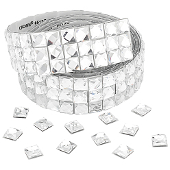 Кристалл 2 ярдов отделка стразами hotfix, самоклеящаяся лента со стеклянными стразами, кристалл, 30x3.5 мм, площади: 10x10 mm