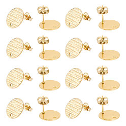 Золотой 30Ионное покрытие (IP) 304 Фурнитура для ушей из нержавеющей стали, с отверстием и фрикционными гайками, плоский круглый с поперечным зерном, золотые, 12 мм, отверстие : 1.2 мм, штифты : 0.8 мм