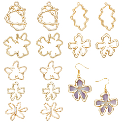 Золотой 14шт. 7 стили наборы для самостоятельного создания цветов, включая пластиковые многожильные звенья ccb и подвеску, золотые, 24.5~34x21.5~31.5x2~3.5 мм, Отверстие: 1.4~26x1.4~19.5 XMM, 2 шт / стиль
