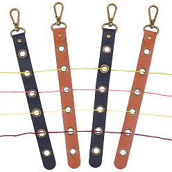 (52) Непрозрачная лаванда 4 шт. 2 цвета сплав кожа нитевдеватель, античная бронза, разноцветные, 256x19.5x3.5 мм, отверстие : 8.5 мм, 2 шт / цвет