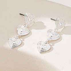 Серебро Серьги-гвоздики из сплава ко Дню святого Валентина, сердце, серебряные, 35x10 мм