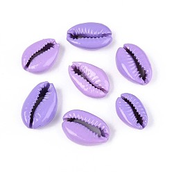 Средний Фиолетовый Бусины из ракушек каури, окрашенные в духовке, нет отверстий / незавершенного, средне фиолетовый, 14.5~22x9~15.5x6~9.5 мм