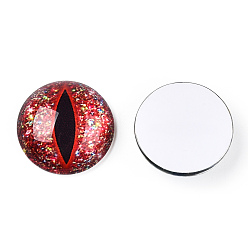 (123L) Белый крем непрозрачный блеск Кабошоны из стекла, полукруглый с дурным глазом, вертикальный зрачок, огнеупорный кирпич, 20x6.5 мм