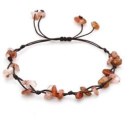 Red Agate Браслеты из плетеных бусин из натурального красного агата, чип, 6-1/4~10-1/4 дюйм (16~26 см)