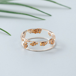 Сэнди Коричневый Прозрачные кольца из смолы для женщин, узор рыбы, песчаный коричневый, размер США 6 (16.5 мм)