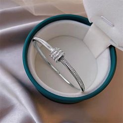 Серебро 304 браслеты из нержавеющей стали с кристаллами и стразами для женщин, серебряные, внутренний диаметр: 2-1/4 дюйм (5.7 см)