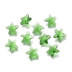 Зеленый Граненый стеклянный шарм, морская звезда, зелёные, 14x15x7 мм, отверстие : 1.4 мм