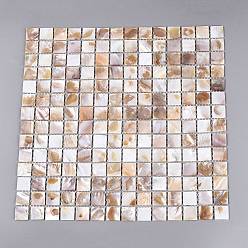 Freshwater Shell Natural Freshwater Shell Mosaic Tile Cabochons, Square, Flat Back, 19~20x19~20x2mm, about 196pcs/set