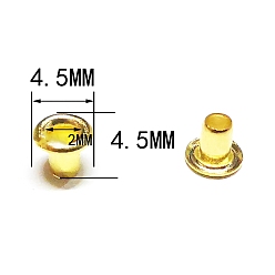 Золотой Латунные втулки, с железной прокладкой, для изготовления пакетов, плоско-круглые, золотые, 0.45x0.45 см, отверстие : 2 мм
