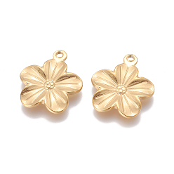 Золотой 304 подвески из нержавеющей стали, цветок, золотые, 23.2x20x2.2 мм, отверстие : 2 мм