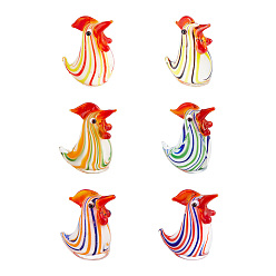 (52) Непрозрачная лаванда Ahademaker 6шт 6 цвета ручной работы миллефиори лэмпворк украшения дисплея, украшение рабочего стола петух, разноцветные, 14~15x20~21x27~28.5 мм, 1 шт / цвет