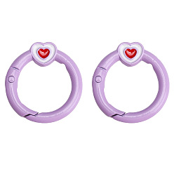 Лиловый 2шт. сплав пружинных затворных колец, кольцо с сердцем, сирень, 27 мм