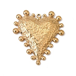 Real 18K Gold Plated 304 Stainless Steel Pendants, Heart Charms, Ion Plating(IP), Real 18K Gold Plated, 41.5x37x3.5mm, Hole: 2mm