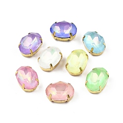 Gemischte Farbe Aurora(jm) Strass aufnähen, facettierter Glas-Strass, Multi-Strang-Links, mit goldfarbenen Messingfassungen, ellipsenförmige, Gemischte Farbe, 18x13x8.5 mm, Bohrung: 1 mm