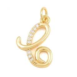 Letter C Brass Micro Pave Clear Cubic Zirconia Pendants, Letter Charms, Cadmium Free & Lead Free, Real 18K Gold Plated, Letter C, 18x13x2mm, Hole: 5mm