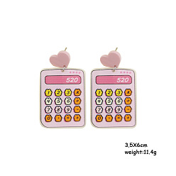 Другие Акриловые серьги-гвоздики «обратно в школу», платина, калькулятор, 60x35 мм