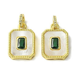 Настоящее золото 18K Кулоны из экологически чистой латуни, со стеклом и оболочкой, долговечный, без кадмия и без свинца, прямоугольные, реальный 18 k позолоченный, 20x14x3.5 мм, отверстие : 4 мм