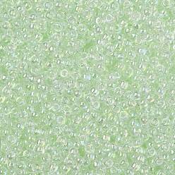 (172) Pale Green Transparent Rainbow TOHO Round Seed Beads, Japanese Seed Beads, (172) Pale Green Transparent Rainbow, 11/0, 2.2mm, Hole: 0.8mm, about 50000pcs/pound