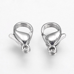 Stainless Steel Color 304 Stainless Steel Lobster Claw Clasps, Stainless Steel Color, 12x7x3.5mm, Hole: 1mm