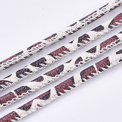 Brown Round PU Leather Cords, Leopard Print Pattern, Brown, 3mm, about 10.93 yards(10m)/roll