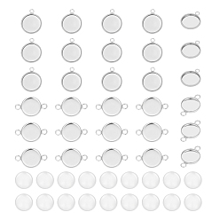 Нержавеющая Сталь Цвет Набор для самостоятельного изготовления подвески и звеньев, включая 304 настройки подвесного кабошона из нержавеющей стали и настройки соединителя кабошона., Кабошоны из стекла, цвет нержавеющей стали, 160 шт / коробка