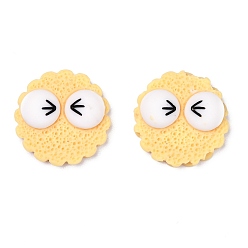 Yellow Opaque Resin Cabochons, Biscuit with Eye, Yellow, 22x6~7mm