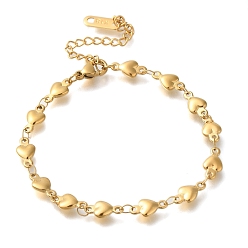 Настоящее золото 18K Ионное покрытие (IP) 304 браслеты в форме сердца из нержавеющей стали для женщин, реальный 18 k позолоченный, 6-1/2 дюйм (16.4 см)